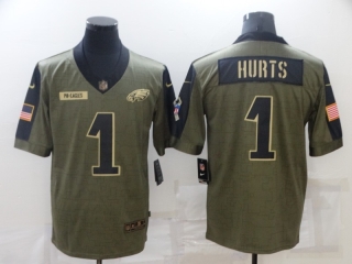 Philadelphia Eagles 1# Hurts 2021 Military Salute To Service NFL Jerseys 114113