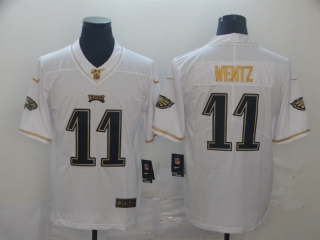 Philadelphia Eagles 11# Wentz White Golden NFL Retro Jerseys 114136