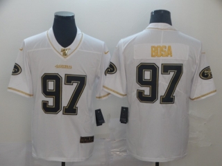 San Francisco 49ers 97# Bosa White Golden NFL Retro Jerseys 114406