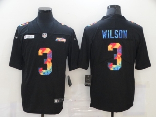 Seattle Seahawks 3# Wilson Black Rainbow NFL Jerseys 114418