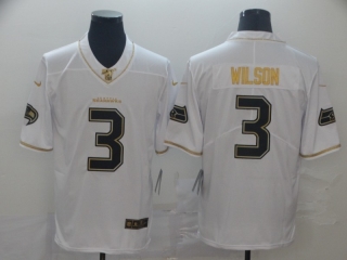 Seattle Seahawks 3# Wilson White Golden NFL Retro Jerseys 114425