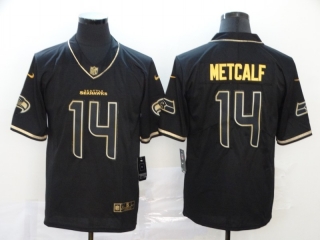 Seattle Seahawks 14# Metcalf Black Gold Vapor Retro NFL Jerseys 114437