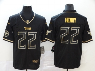 Tennessee Titans 22# Henry Black Gold Vapor Retro NFL Jerseys 114512