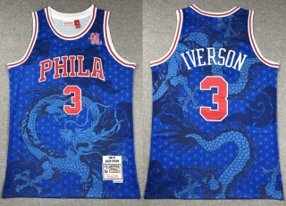 Philadelphia 76ers 3# Iverson NBA Mens Mitchell & Ness Trowback Jerseys 116625